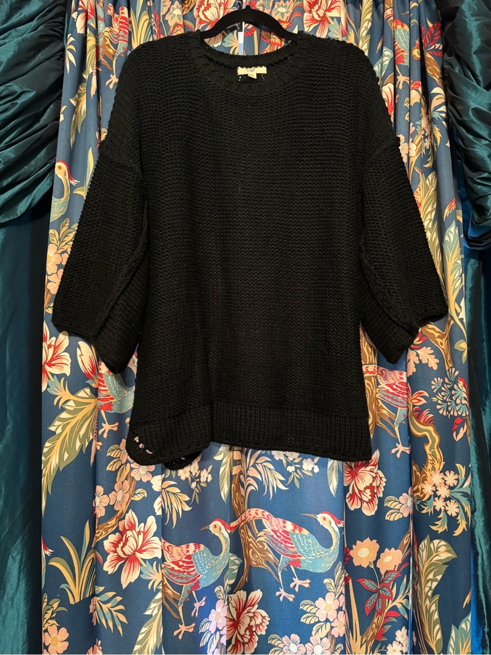 easel Black Chunky Knit Crewneck Sweater